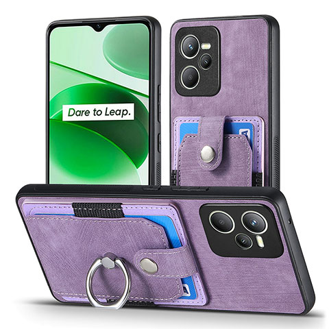 Coque Silicone Gel Motif Cuir Housse Etui SD1 pour Realme Narzo 50A Prime Violet Clair