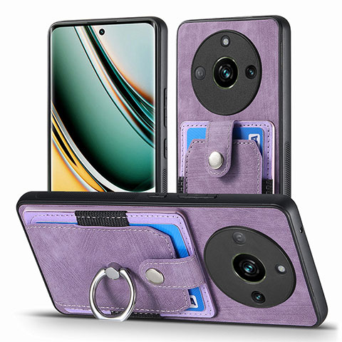 Coque Silicone Gel Motif Cuir Housse Etui SD1 pour Realme Narzo 60 Pro 5G Violet Clair