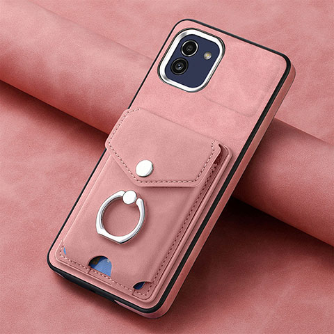 Coque Silicone Gel Motif Cuir Housse Etui SD1 pour Samsung Galaxy A03 Or Rose