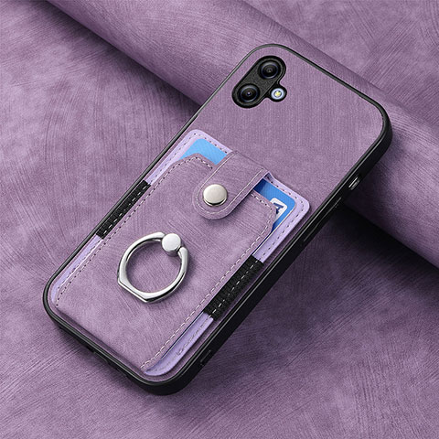 Coque Silicone Gel Motif Cuir Housse Etui SD1 pour Samsung Galaxy A04E Violet Clair