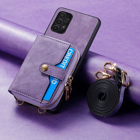 Coque Silicone Gel Motif Cuir Housse Etui SD1 pour Samsung Galaxy A32 5G Violet Clair