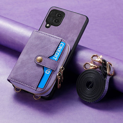 Coque Silicone Gel Motif Cuir Housse Etui SD1 pour Samsung Galaxy M12 Violet Clair