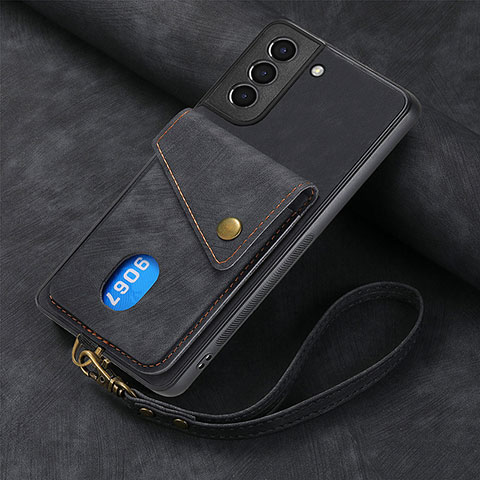 Coque Silicone Gel Motif Cuir Housse Etui SD1 pour Samsung Galaxy S23 Plus 5G Noir