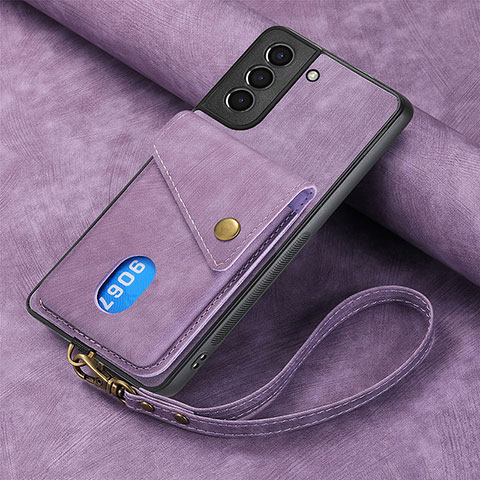 Coque Silicone Gel Motif Cuir Housse Etui SD1 pour Samsung Galaxy S25 5G Violet Clair