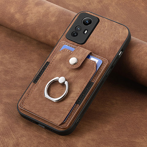 Coque Silicone Gel Motif Cuir Housse Etui SD1 pour Xiaomi Redmi Note 12S Marron