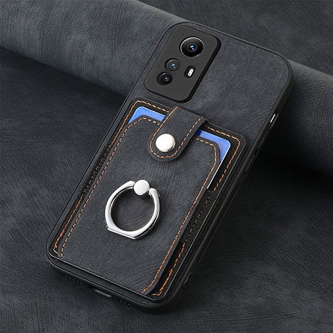 Coque Silicone Gel Motif Cuir Housse Etui SD1 pour Xiaomi Redmi Note 12S Noir