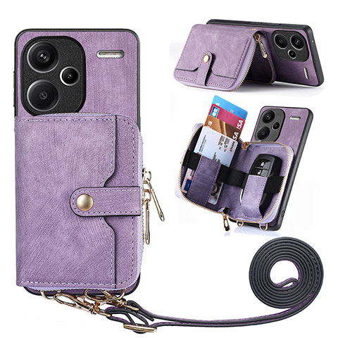 Coque Silicone Gel Motif Cuir Housse Etui SD1 pour Xiaomi Redmi Note 13 Pro+ Plus 5G Violet Clair