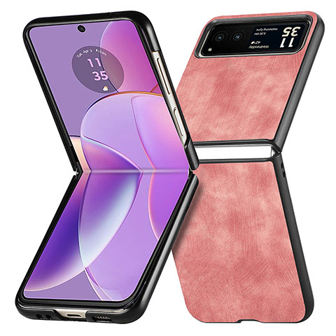 Coque Silicone Gel Motif Cuir Housse Etui SD11 pour Motorola Moto Razr 40 5G Rose