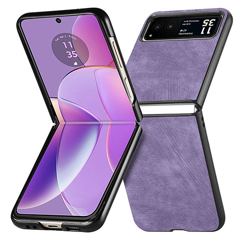 Coque Silicone Gel Motif Cuir Housse Etui SD11 pour Motorola Moto Razr 40 5G Violet Clair