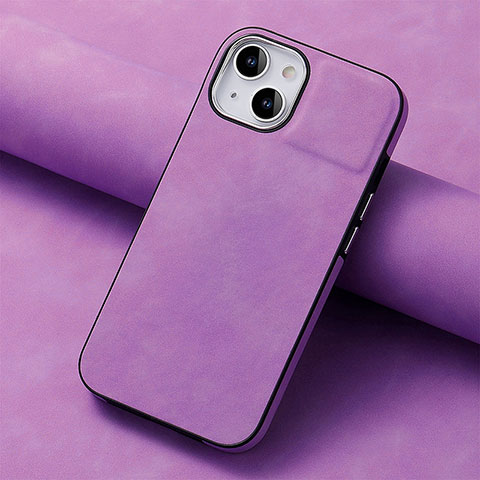 Coque Silicone Gel Motif Cuir Housse Etui SD13 pour Apple iPhone 13 Violet Clair