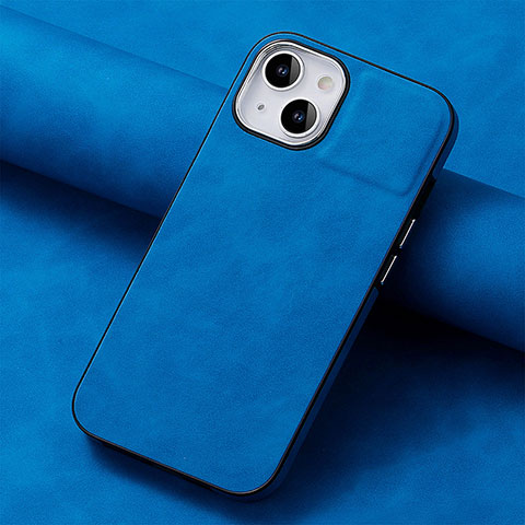 Coque Silicone Gel Motif Cuir Housse Etui SD13 pour Apple iPhone 14 Bleu