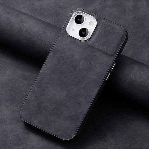 Coque Silicone Gel Motif Cuir Housse Etui SD13 pour Apple iPhone 14 Noir