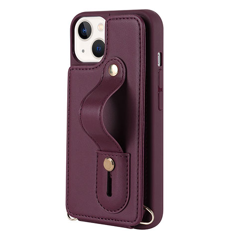 Coque Silicone Gel Motif Cuir Housse Etui SD14 pour Apple iPhone 13 Vin Rouge