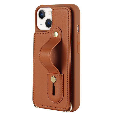 Coque Silicone Gel Motif Cuir Housse Etui SD14 pour Apple iPhone 15 Plus Marron