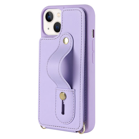 Coque Silicone Gel Motif Cuir Housse Etui SD14 pour Apple iPhone 15 Plus Violet