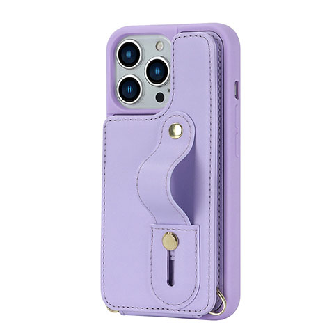 Coque Silicone Gel Motif Cuir Housse Etui SD14 pour Apple iPhone 15 Pro Violet