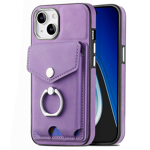 Coque Silicone Gel Motif Cuir Housse Etui SD16 pour Apple iPhone 14 Plus Violet Clair