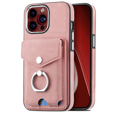 Coque Silicone Gel Motif Cuir Housse Etui SD16 pour Apple iPhone 14 Pro Rose