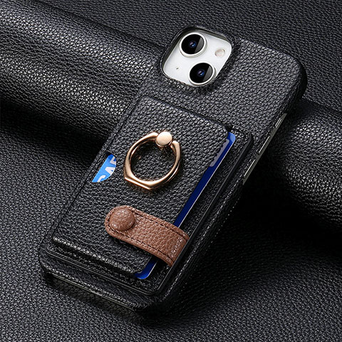 Coque Silicone Gel Motif Cuir Housse Etui SD17 pour Apple iPhone 13 Noir