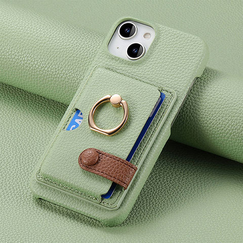 Coque Silicone Gel Motif Cuir Housse Etui SD17 pour Apple iPhone 14 Pastel Vert