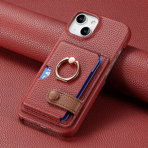 Coque Silicone Gel Motif Cuir Housse Etui SD17 pour Apple iPhone 14 Rouge