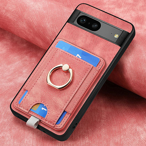 Coque Silicone Gel Motif Cuir Housse Etui SD2 pour Google Pixel 7 5G Rose