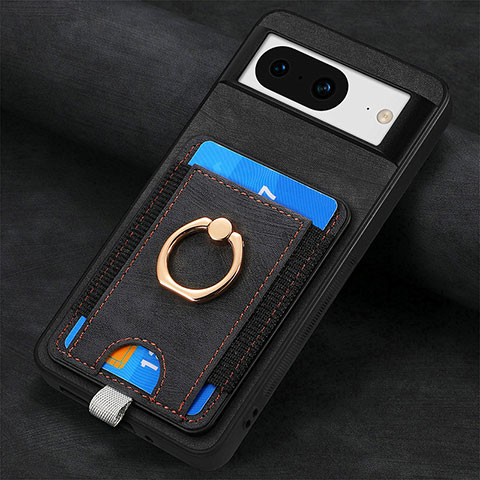 Coque Silicone Gel Motif Cuir Housse Etui SD2 pour Google Pixel 8 5G Noir