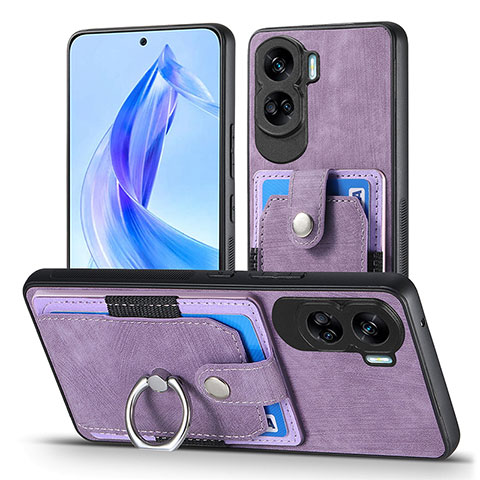 Coque Silicone Gel Motif Cuir Housse Etui SD2 pour Huawei Honor 90 Lite 5G Violet Clair