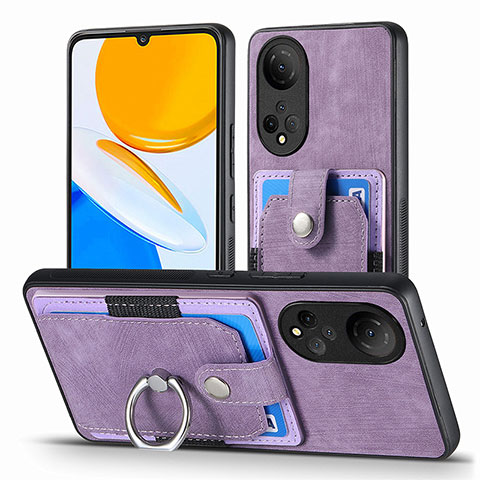 Coque Silicone Gel Motif Cuir Housse Etui SD2 pour Huawei Honor X7 Violet Clair