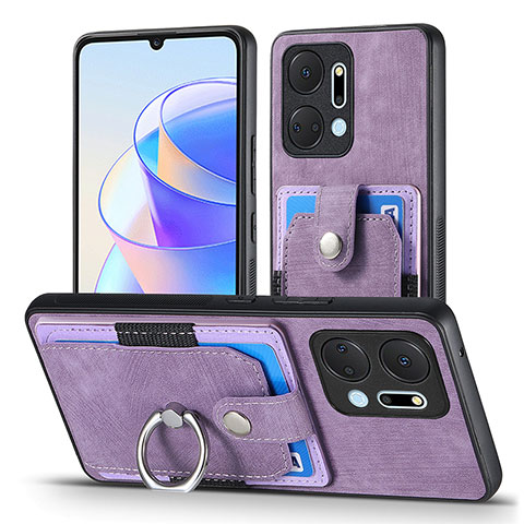 Coque Silicone Gel Motif Cuir Housse Etui SD2 pour Huawei Honor X7a Violet Clair