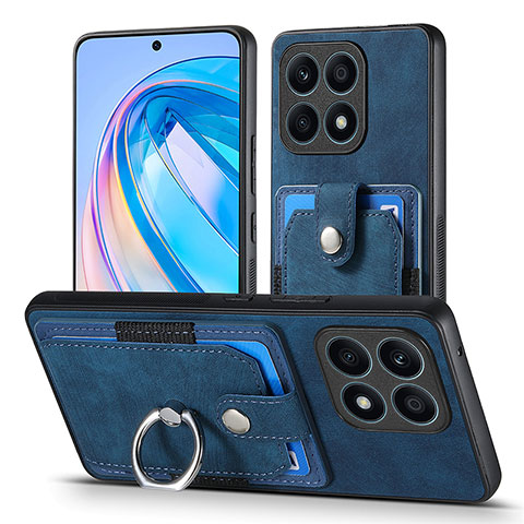 Coque Silicone Gel Motif Cuir Housse Etui SD2 pour Huawei Honor X8a 4G Bleu