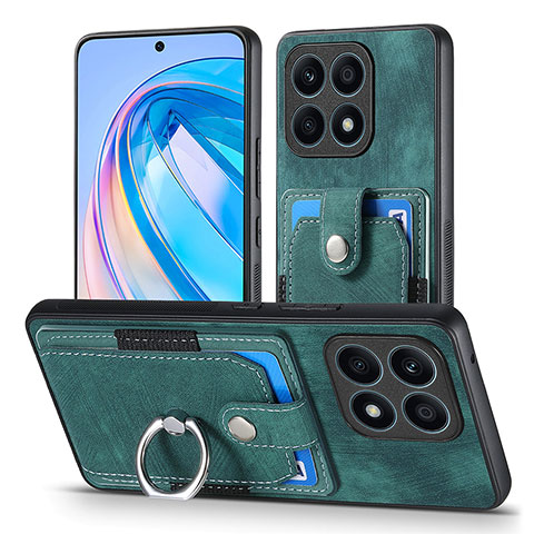 Coque Silicone Gel Motif Cuir Housse Etui SD2 pour Huawei Honor X8a 4G Vert