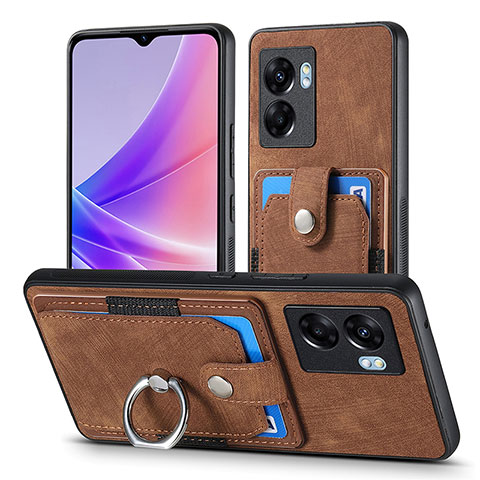 Coque Silicone Gel Motif Cuir Housse Etui SD2 pour OnePlus Nord N300 5G Marron