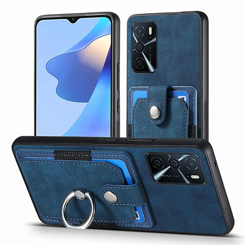 Coque Silicone Gel Motif Cuir Housse Etui SD2 pour Oppo A54s Bleu