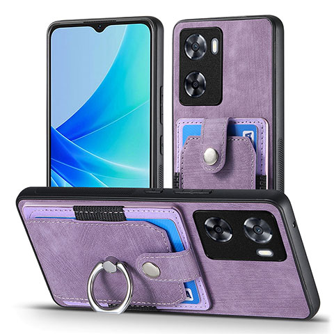 Coque Silicone Gel Motif Cuir Housse Etui SD2 pour Oppo A57 4G Violet Clair