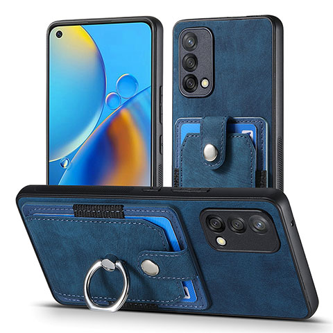 Coque Silicone Gel Motif Cuir Housse Etui SD2 pour Oppo A74 4G Bleu