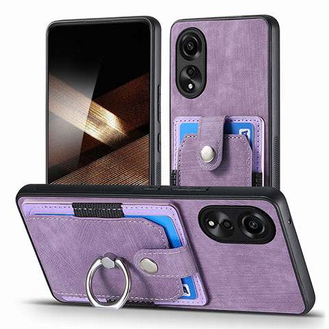 Coque Silicone Gel Motif Cuir Housse Etui SD2 pour Oppo A78 4G Violet Clair