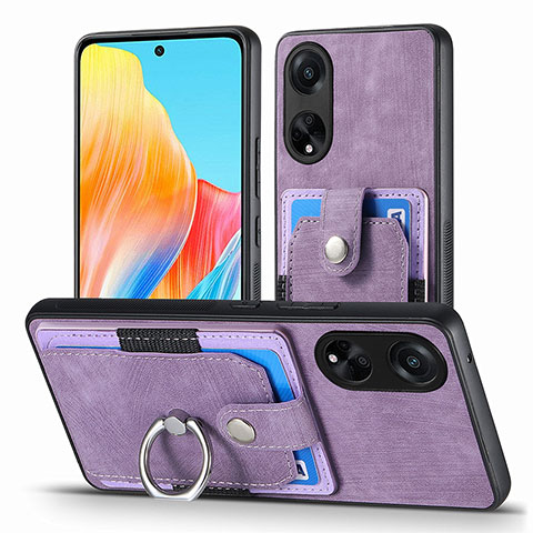 Coque Silicone Gel Motif Cuir Housse Etui SD2 pour Oppo A98 5G Violet Clair