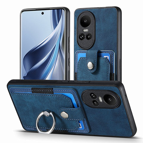 Coque Silicone Gel Motif Cuir Housse Etui SD2 pour Oppo Reno10 5G Bleu