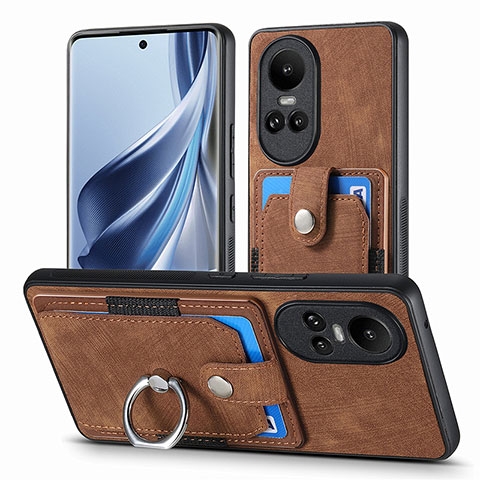 Coque Silicone Gel Motif Cuir Housse Etui SD2 pour Oppo Reno10 Pro 5G Marron