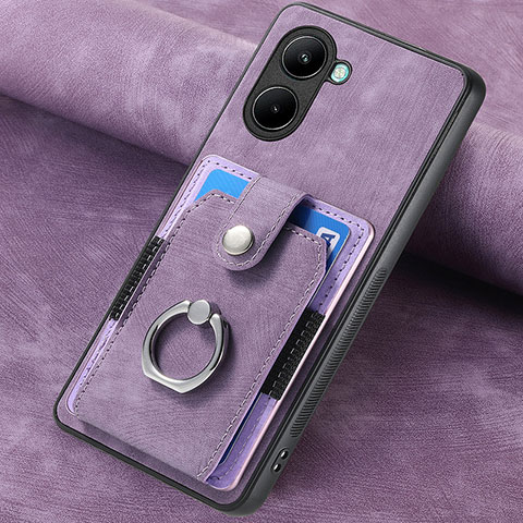 Coque Silicone Gel Motif Cuir Housse Etui SD2 pour Realme C33 Violet Clair