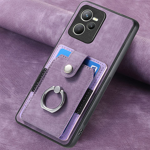 Coque Silicone Gel Motif Cuir Housse Etui SD2 pour Realme C35 Violet Clair