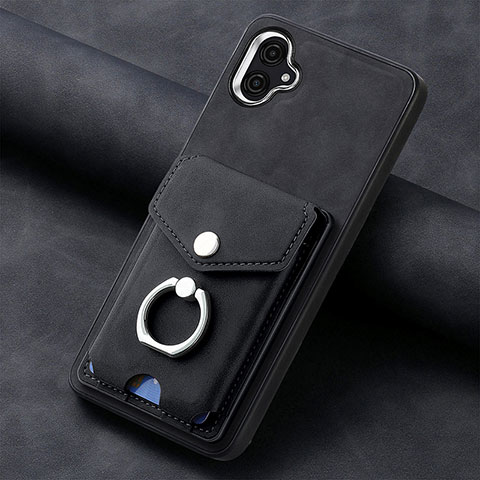 Coque Silicone Gel Motif Cuir Housse Etui SD2 pour Samsung Galaxy A04 4G Noir