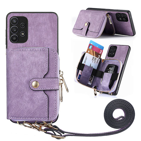 Coque Silicone Gel Motif Cuir Housse Etui SD2 pour Samsung Galaxy A32 5G Violet Clair