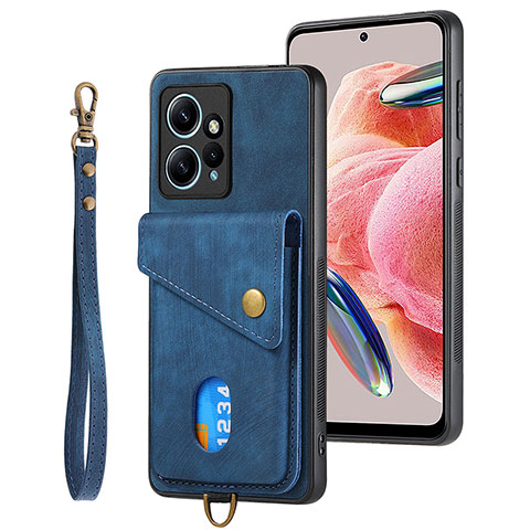 Coque Silicone Gel Motif Cuir Housse Etui SD2 pour Xiaomi Redmi Note 12 4G Bleu