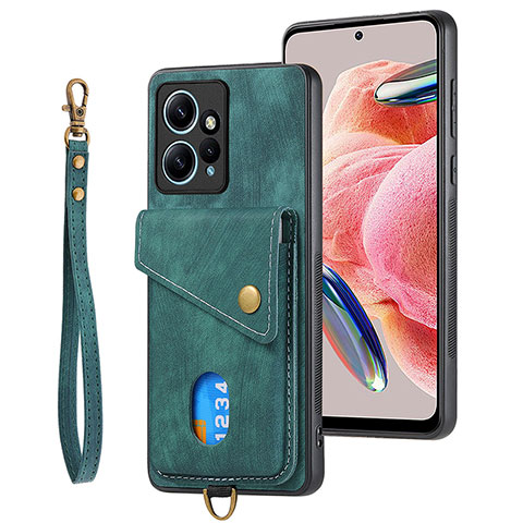 Coque Silicone Gel Motif Cuir Housse Etui SD2 pour Xiaomi Redmi Note 12 4G Vert