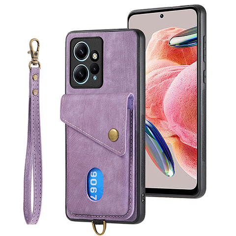 Coque Silicone Gel Motif Cuir Housse Etui SD2 pour Xiaomi Redmi Note 12 4G Violet Clair