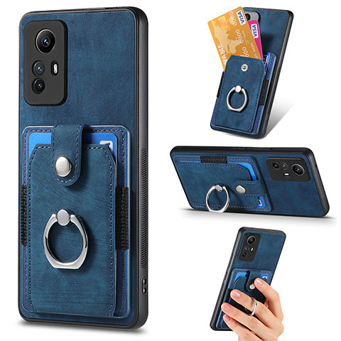 Coque Silicone Gel Motif Cuir Housse Etui SD2 pour Xiaomi Redmi Note 12S Bleu