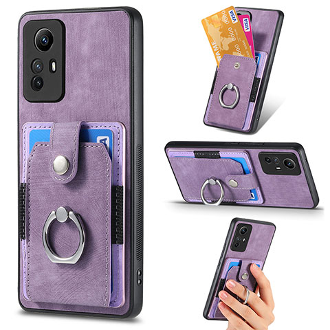 Coque Silicone Gel Motif Cuir Housse Etui SD2 pour Xiaomi Redmi Note 12S Violet Clair