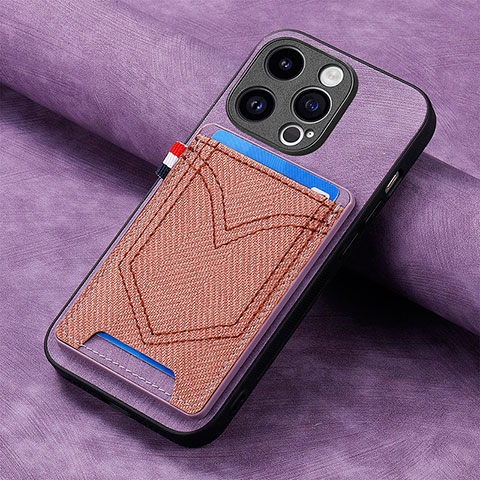 Coque Silicone Gel Motif Cuir Housse Etui SD3 pour Apple iPhone 13 Pro Violet Clair